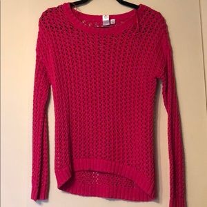 Pink sweater with eyelet details